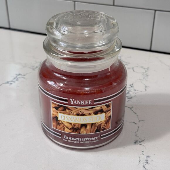 Vtg YANKEE CANDLE BLACK BAND WHITE LABEL HOUSEWARMER CANDLE Cinnamon Stick 14.5 - Picture 14 of 16